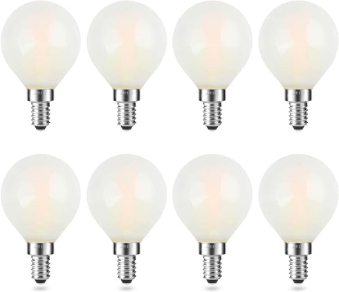 Frosted E12 LED Light Bulbs, 25-Watt Equivalent, Warm White 2700K, 2W G15/G50 Globe LED Bulb, 8 Pack