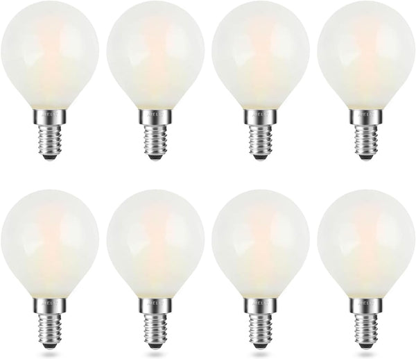 Frosted E12 LED Light Bulbs, 25-Watt Equivalent, Warm White 2700K, 2W G15/G50 Globe LED Bulb, 8 Pack