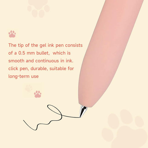 Cat Pens, 4 Pcs 0.5mm Cute Kawaii Black Ink Fine Point Smooth Writing Pens, High-End Cat's Tail Retractable