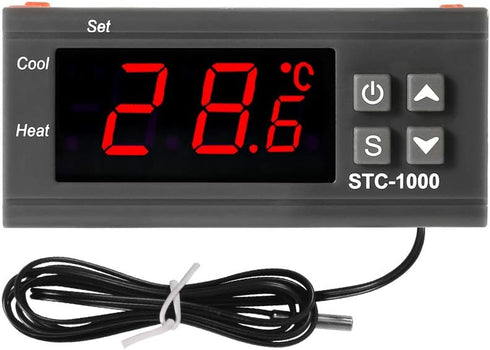 Digital LCD Temperature Controller 10A DC 24V Thermostat STC-1000 with 1m NTC Sensor, Heater Cooler Regulator