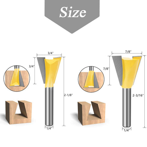 Mesee 6 Pieces Dovetail Router Bits Set, 1/4 Inch Shank Half-Blind & Through Joint Woodworking Tools