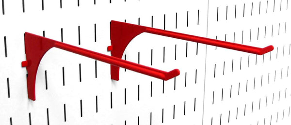 Wall Control Pegboard 9-Inch Extended Slotted Hook Pair, Red (10-ER-004 R)