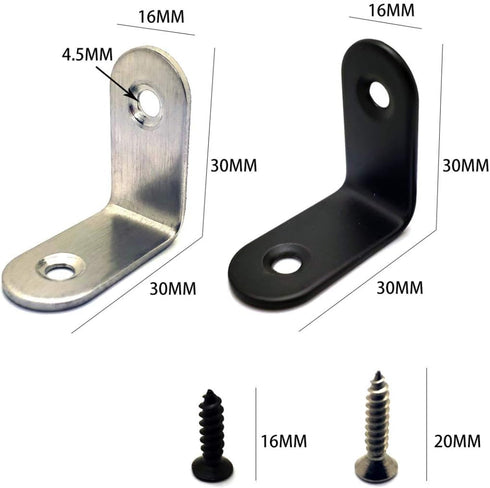 ZHome 303016MM 6Sets Metal L Shape Corner Brace Wall Shelves Hanging Bracket Joint Right Angle Bracket Fastener