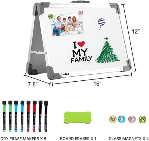 Small Dry Erase White Board – TANKEE Magnetic Foldable Whiteboard, Portable Mini Easel for Drawing and Memo