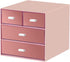 Desk Organizer with 4 Drawers, Plastic Storage Box for Office, School, Home, Dressing Table, and Desktop (Pink)