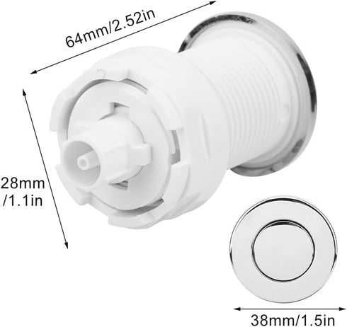 Denpetec Switch(White,Size:28mm) Air Pressure Bath Switch Tub Spa Massage Bath Garbage Waste Disposal Air Switch Push
