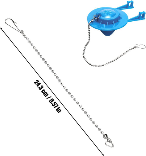 3 Pieces Toilet Flapper Chain Stainless Steel Universal Toilet Chain Replacement with Hook and Ring Toilet Handle Beaded Chain for Most Toilet Flappers, 9.6 Inches