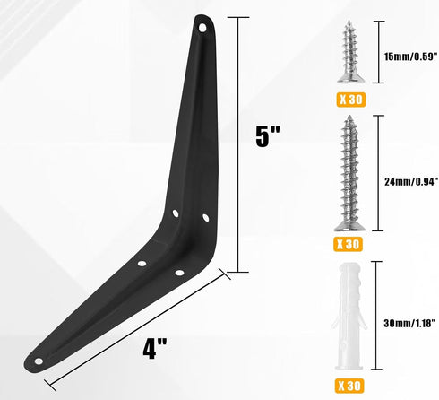 verkelly 10 4 5 Inch Pcs Shelf Brackets, x Black Heavy Duty Metal Wall Corner Angle Shelving for Wall Hanging Shelves