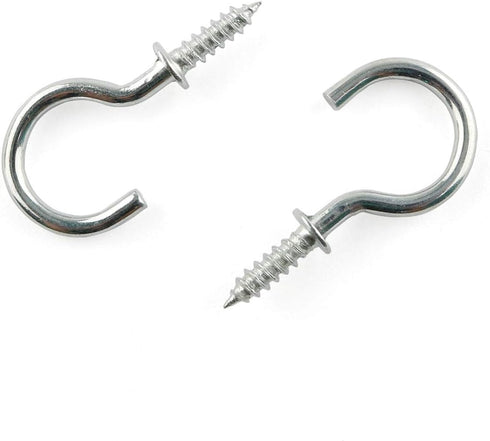 E-outstanding Cup Hook 50PCS, 1-1/4 Inch Self-Tapping Screw-in Ceiling Hanger, Round Open End Eye Bolt Hooks