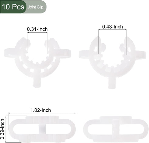 YOKIVE 10 Pcs Joint Clip, Lab Plastic Clips | Fixing Glass Instruments, Great for 10/18mm and 10/30mm Glass Taper Joint Laboratory Connector (White)