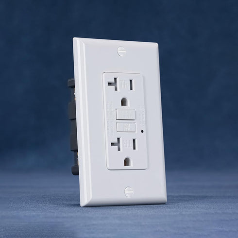 15/20 Amp GFCI Outlet, Tamper-Resistant, Single LED with Two Colors Indicator, Self-Test Ground Fault Circuit Interrupter, Decorator Wall Plates and Screws Included, UL/cUL Listed (GT20 White)