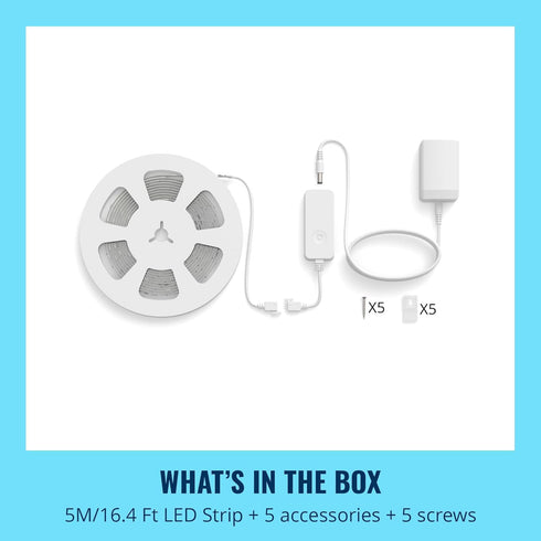 16.4 WiZ Connected ft LED Light Strip For Your Smart Home, Flowing Multicolor LED Lights, Color-Changing RGBIC