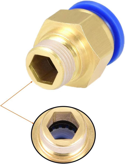 uxcell Straight Pneumatic Push to Quick Connect Fittings G3/8 Male x 14mm Tube OD 4pcs