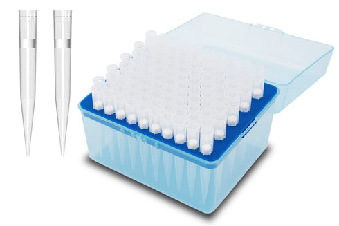 ONiLAB Universal 1000ul Pipettor Tips, Lab Transparent Liquid Tips with Box, Non-pyrogenic, Autoclavable 1 Rack 96 Tips