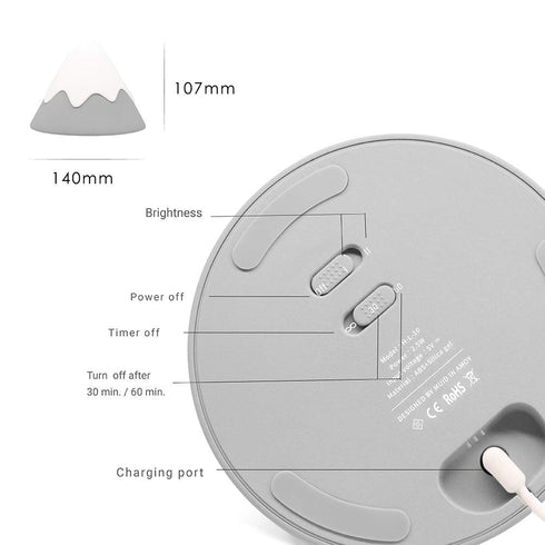 DesignNest Dimmable, Baby Night Light Snow Mountain Tap Squeeze Touch Control with Timer, Soft Eye Caring