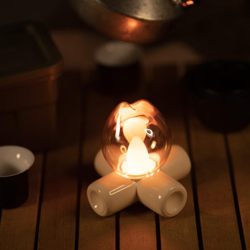 Jidofree Campfire Lamp, LED Flame Effect Table Lamp, Warm Atmosphere Night Light for Bedroom Bedside, Living Room, Bar