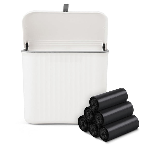 Sanitary Napkin Receptacle,White Plastic Wall Mounted Tampon Disposal Bin with Lid 10x9x6