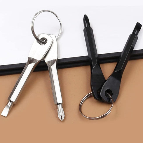 8Pcs Mini Keychain Screwdriver Set, Outdoor Portable EDC Multifunction Tool with Key Ring