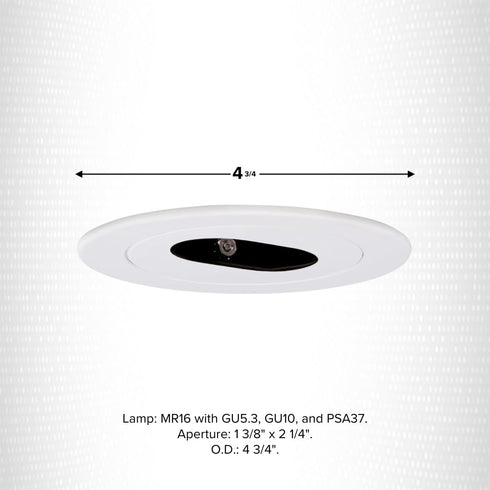 EL1420W 4 ELCO Lighting Adjustable Low Voltage Recessed Lighting Trim, Slot Aperture Ceiling Light Fixture, White