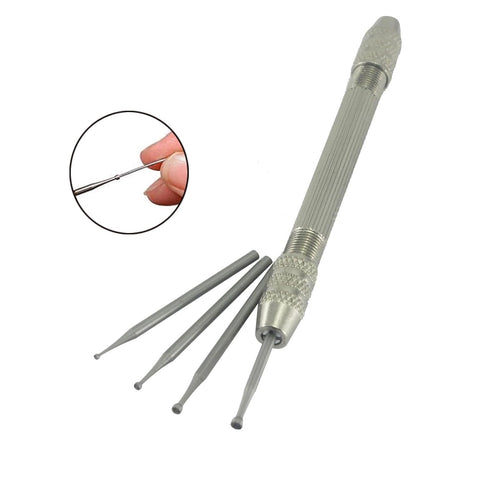 Luo ke 4 Pcs Round Cup Burr, 3/32'' Shank Wire Rounder Bits with Hand Drill Twisting Tools
