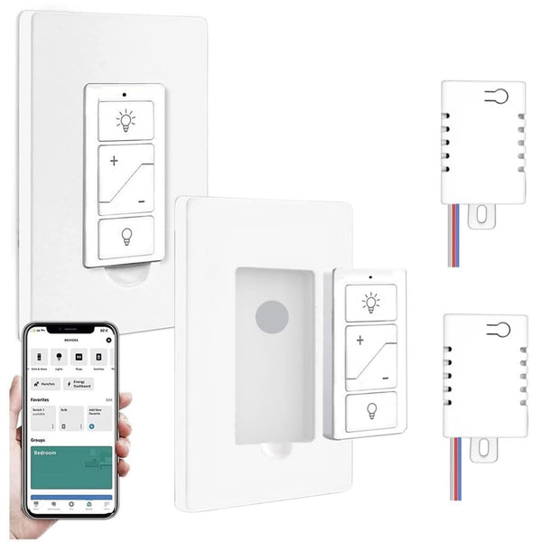 Nexete Smart Wireless Light Switch, Dimmer Switch & Receiver Kit No Wiring
