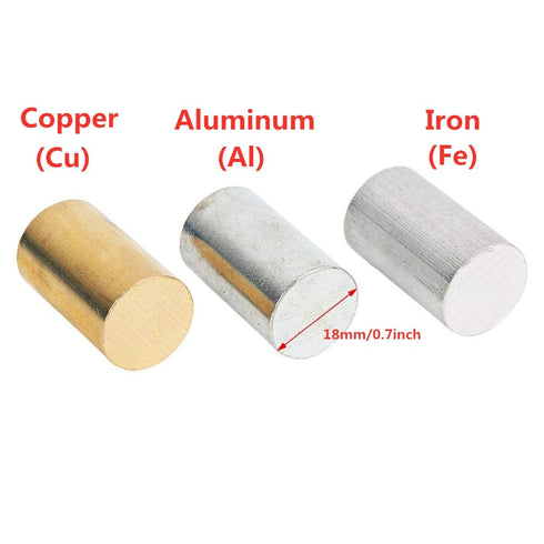 Iron Cubes 3-Piece Equal Length Cylinders, Brass, Iron, Aluminum for Use with Density, Specific Gravity Activities