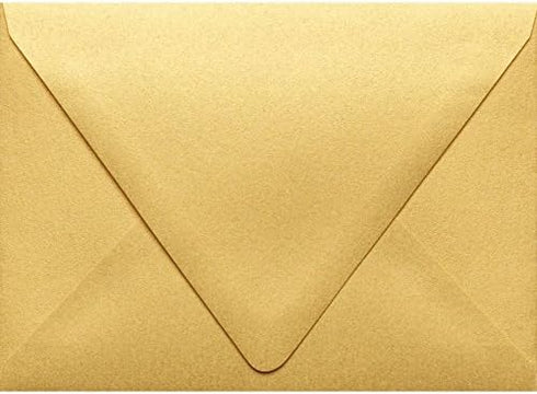 LUXPaper A6 Contour Flap Invitation Envelopes | 4 3/4" x 6 1/2" | Gold Metallic | 80lb. Text | 50 Qty