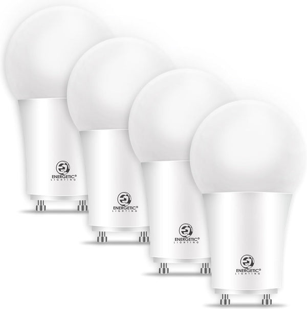 Energetic LED GU24 Base Light Bulb, 800 Lumens, A19 Shape, 60 Watt Equivalent, 4 Pack