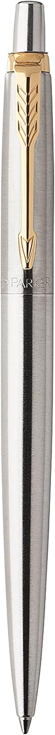 Parker Jotter Gel Pen, Stainless Steel with Gold Trim, Medium Point, Black Ink