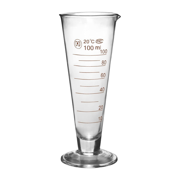 Professional Lab Graduated Measuring Cup with Spout, 100ml Wide Mouth Glass Conical Beaker