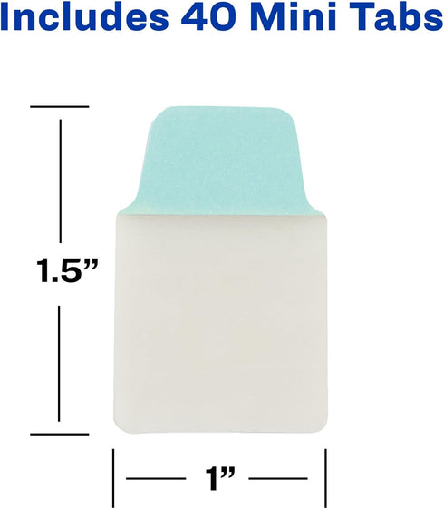 Avery Mini Ultra Tabs, 1" x 1.5", 2-Side Writable, Assorted Pastel Colors, 40 Repositionable Tabs