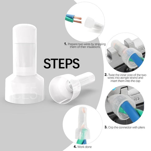 GAOHUI 580 Pcs Closed End Crimp Connectors, 22-16/16-14/12-10 AWG Gauge Wire Cap Terminal Connectors Kit