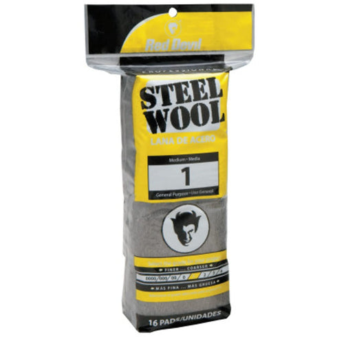 Red Devil 0314 Steel Wool, 1 Medium, Pack of 16, Gray