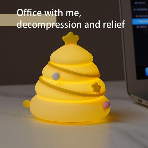 3 Dimmable LED Christmas Tree Night Light, Level Nursery Decor, Cute Lamp Silicone Squishy Light, Rechargeable Bedside