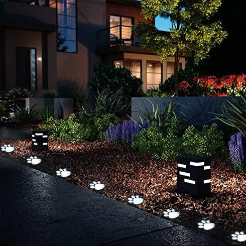 16.8ft (Set 8) Paw Print Solar Lights - Dog Cats Animal Solar String Lights of Outdoor Waterproof, Cat Puppy Animal