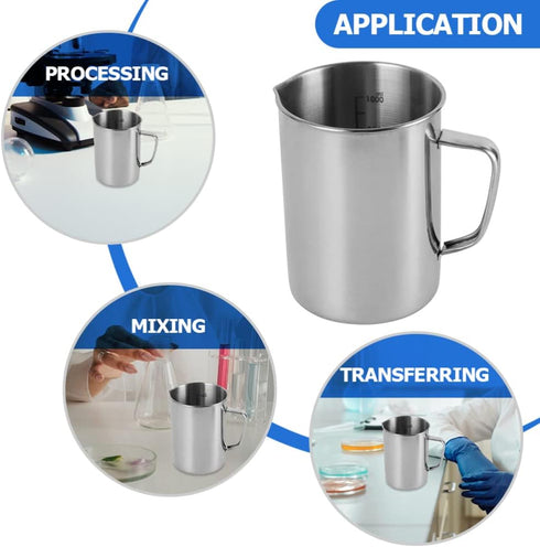 Hemobllo Stainless Steel Beaker, Lab Graduated Beaker with Handle for Liquids and Solids, Scientific Laboratory Supplies