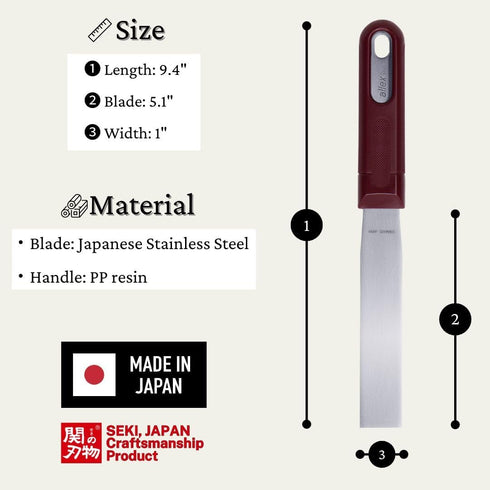 ALLEX Japanese Putty Knife 1" for Art and Paint, Flexible Japanese Stainless Steel Blade, Heavy Duty Full Tang Handle, Made in JAPAN by ALLEX