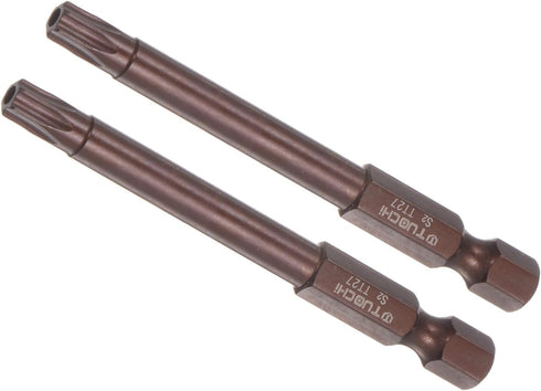 Magnetic Torx Screwdriver Bit T27 - 3" Length 1/4" Hex Shank, S2 Steel Star 6 Point Drill Driver (2-Pieces)