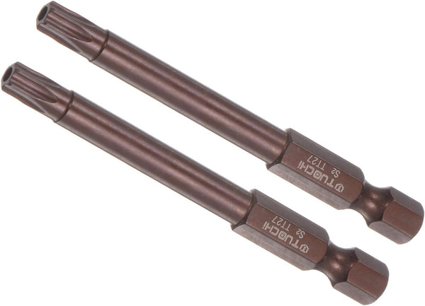 Magnetic Torx Screwdriver Bit T27 - 3" Length 1/4" Hex Shank, S2 Steel Star 6 Point Drill Driver (2-Pieces)