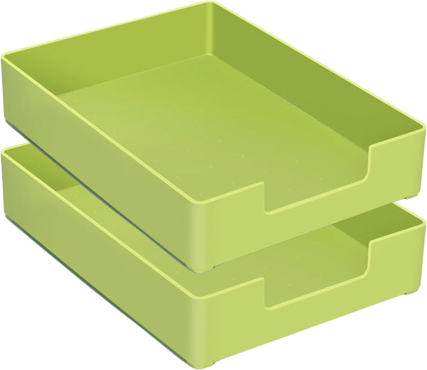 Desk Letter Tray, 2PCS A4 Size Plastic Stackable File Document Organizer for Office Desktop Storage
