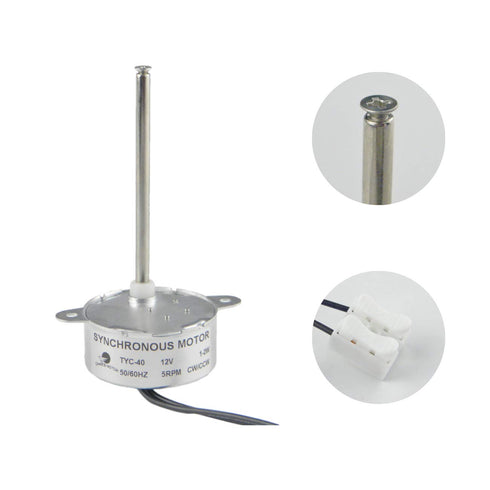 CHANCS Small Synchronous Motor TYC-40, 12V, 5RPM, 74mm Inner-Shaft Length for Christmas Santa Halloween Decoration, 2PCS