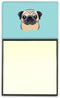 Carolines Treasures Checkerboard Blue Fawn Pug Sticky Note Holder, Large Multicolor