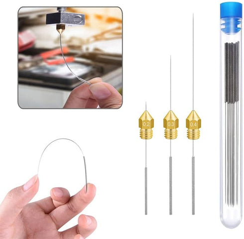 3 Set 3D Printer Nozzle Cleaning Kit, Stainless Steel Nozzles Cleaner Needles for 3D Printers Accessories