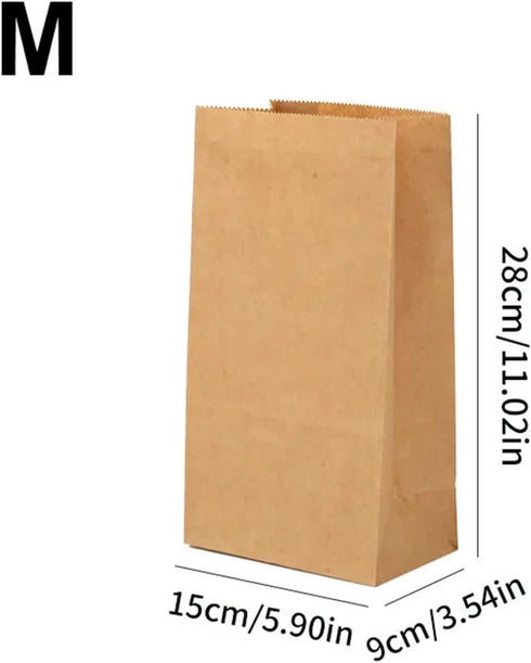 Dnyucen 25pcs Packaging Sourdough Bread Bags Paper Bags Bakery Cookies Sandwiches Takeaway Bag Candy Bag Bulk(M Kraft