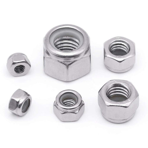 EASTLO 10# 24 304 18-8 50 Pack Nylon Insert Hex Lock Nuts Stainless Locknuts, Hex Drive, Bright Finish, Stainless Steel
