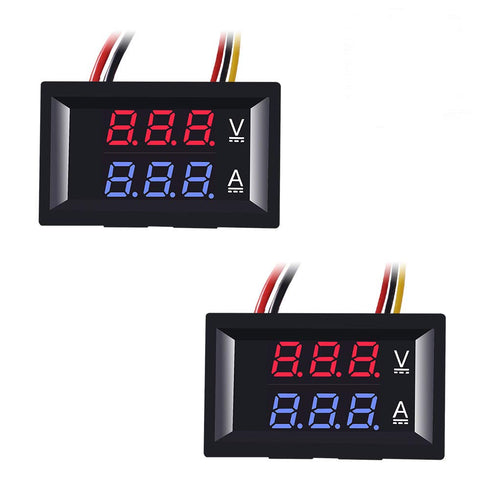 2pcs 0.28" LED Voltmeter Ammeter, Red and Blue Digital Multimeter Display for Voltage Current