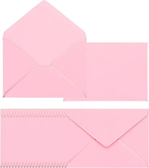 PATIKIL 200 Pack 5 x 7 Christmas Envelopes for A7 Cards, V Flap for Office, Wedding, Invitations (Pink)