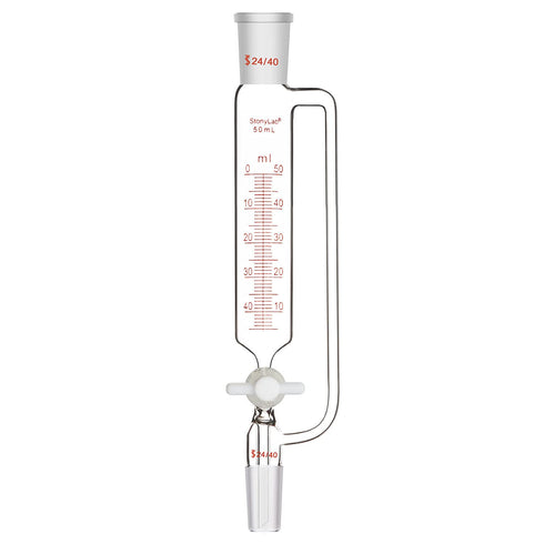 stonylab Pressure Equalizing Graduated Addition Funnel, Borosilicate Glass Dropping Funnel 50 ml with PTFE Stopcock