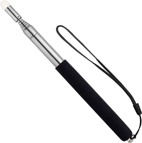 Telescopic Teacher Pointer Stick with Hand Lanyard, Extendable Handheld Pointer for Classroom (Black)