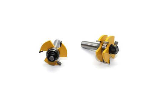 TMAX 2 pc Tongue and Groove Set, Router Bit Set, Wood Door Flooring 3 Teeth Adjustable, 1/2 Inch Shank Woodworking Tool